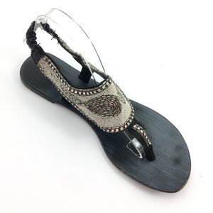 NOT RATED Embellished Black Thong Sandal